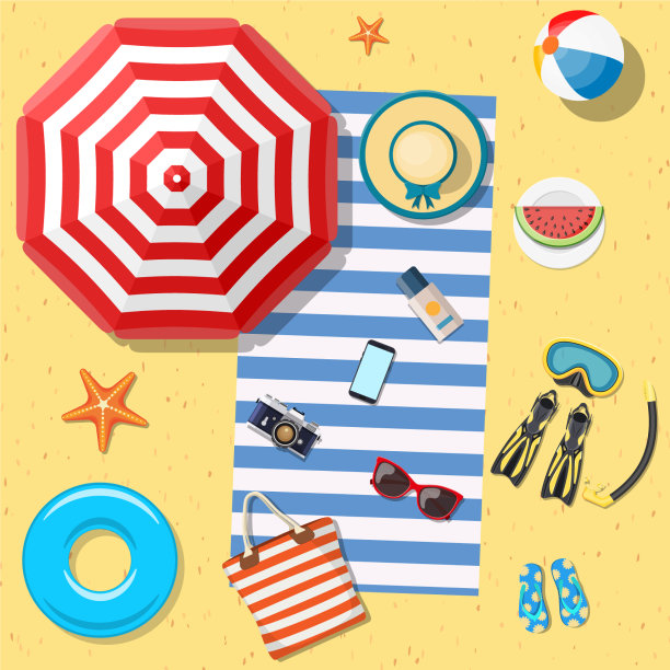 海滩配件俯视图上的沙子图片下载