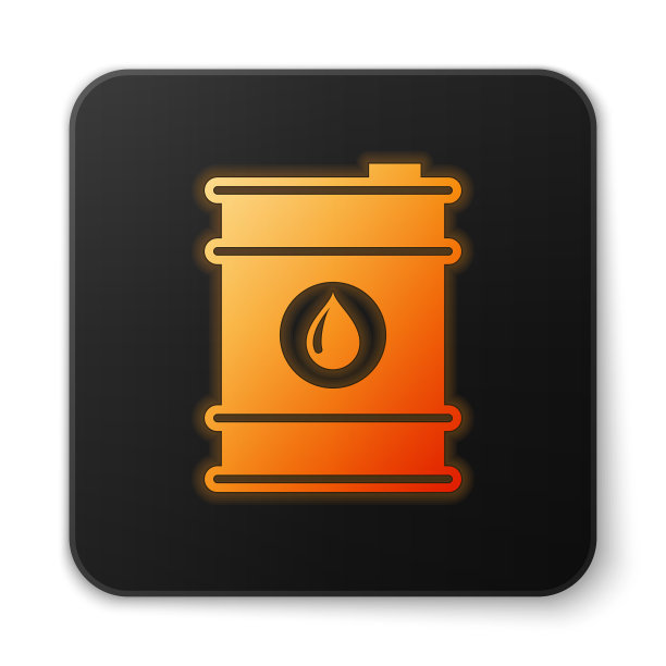 橙色发光的桶油图标孤立在白色图片下载