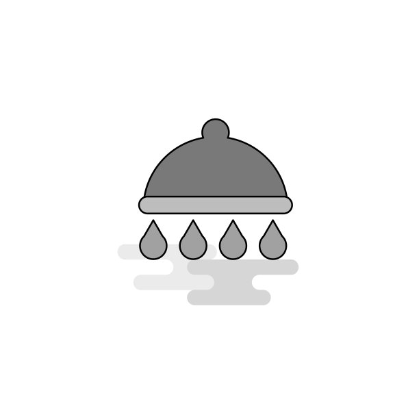 淋浴网页图标平线填充灰色图标图片下载