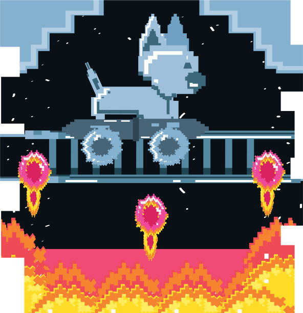 视频游戏像素化的机器人狗与滑板图片下载