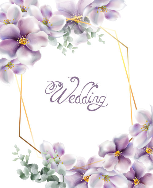 樱花结婚卡水彩画图片下载