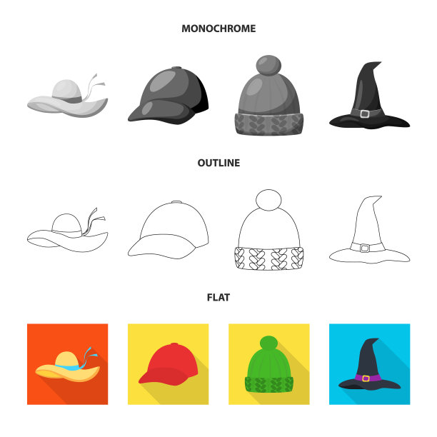隔离对象的服装和帽子的图标设置图片下载