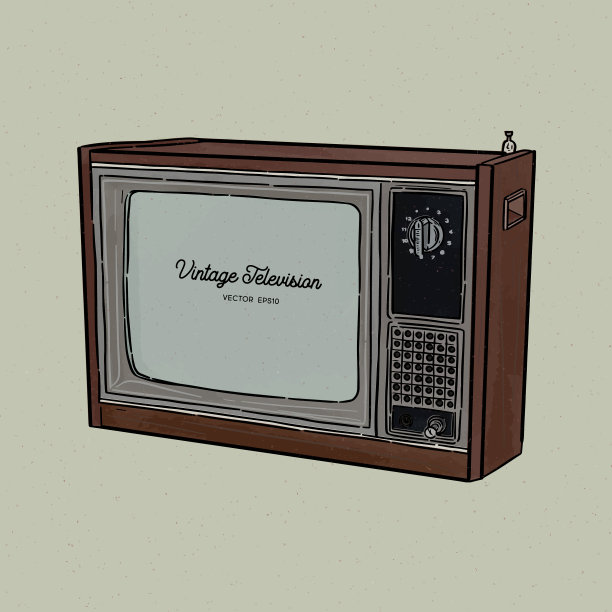 复古电视电视旧风格的素描图片下载