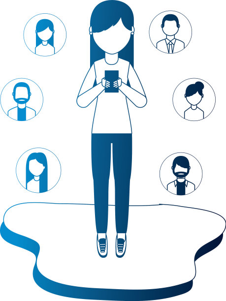 和智能手机社交媒体上的人站在一起图片下载