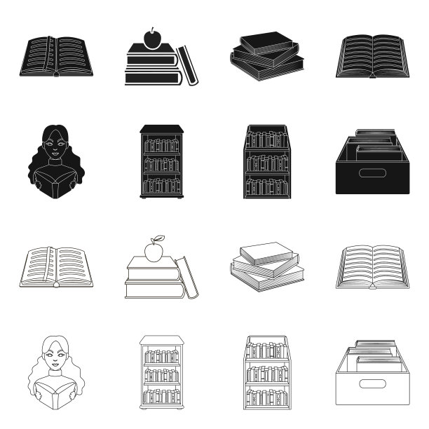 设计图书馆和教科书标志图片下载
