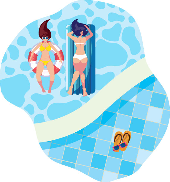 穿着救生衣和床垫的女孩图片下载