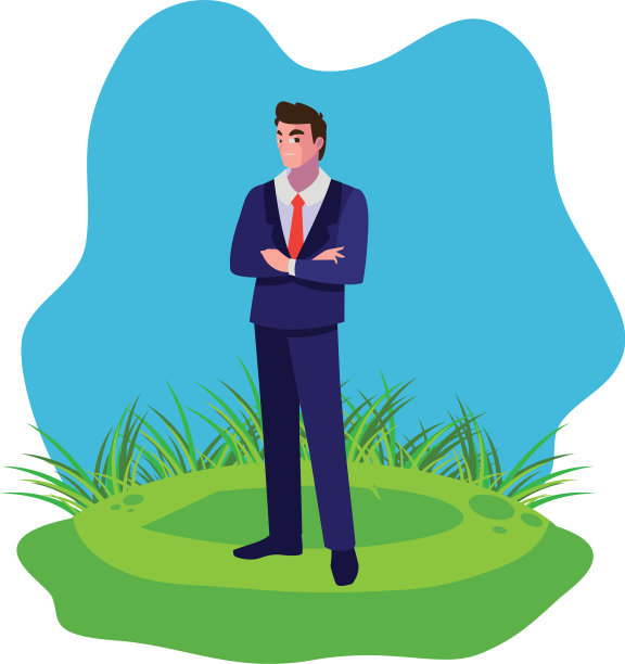 优雅的商人对草坪的性格图片下载