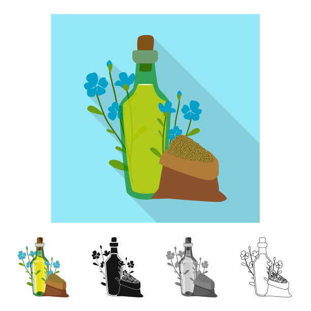 隔离对象亚麻籽和种子符号集图片下载