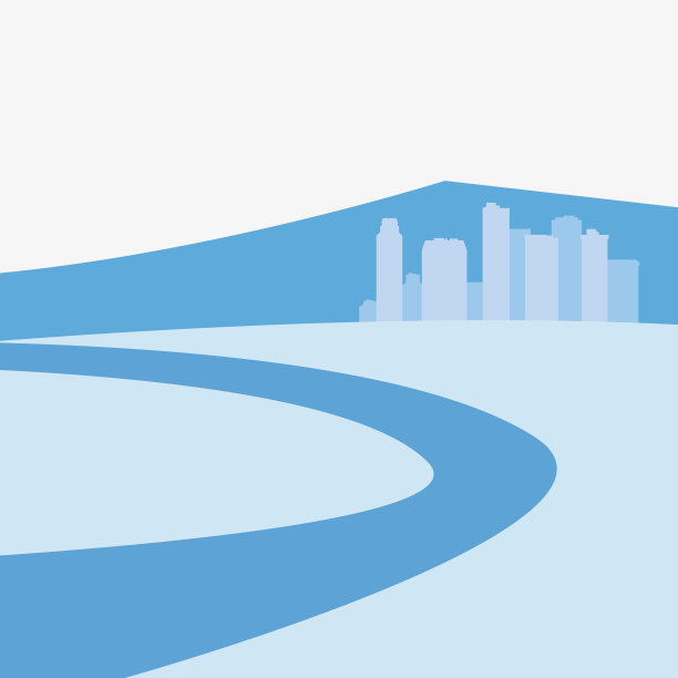 蓝色的城市天际线，城市建筑，城市道路图片下载