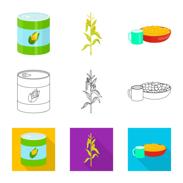 设计玉米田和蔬菜图标图片下载