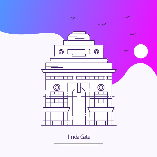 旅游印度门海报模板紫色创意图片下载