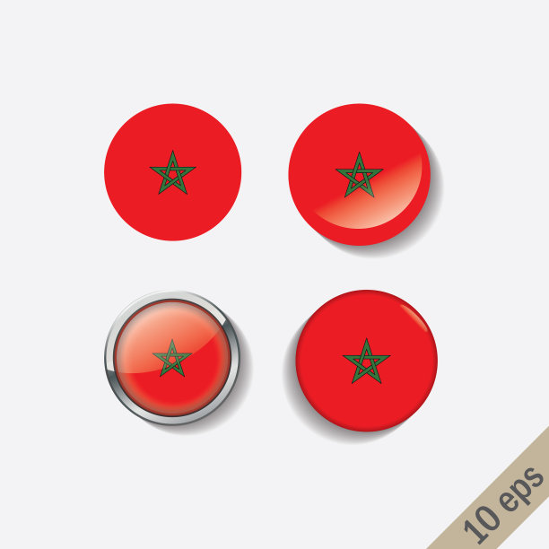 在徽章周围放置摩洛哥国旗图片下载