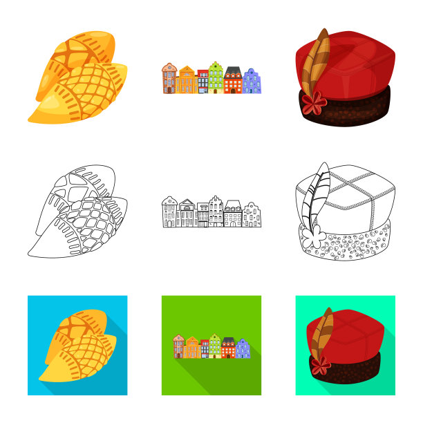 孤立对象传统和旅游标志集图片下载