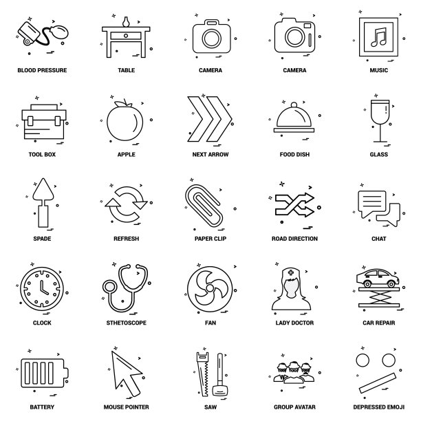 25个商业概念组合线图标集图片下载