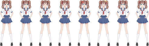 动漫女学生穿着水手服蓝色裙子图片下载