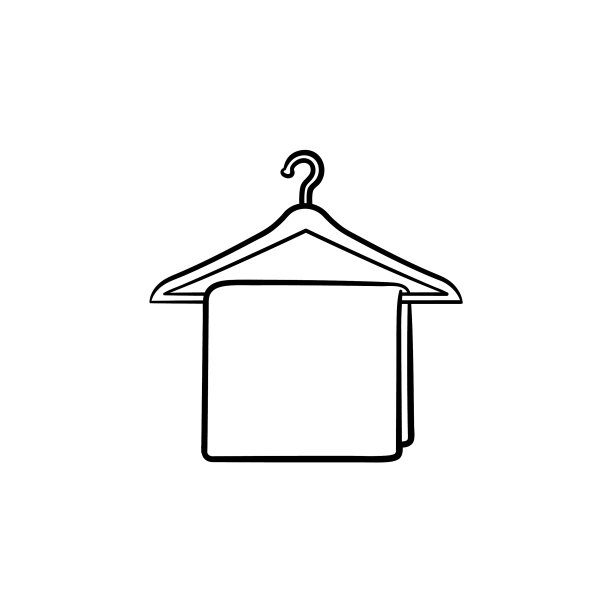 架子用毛巾手绘轮廓涂鸦图标图片下载