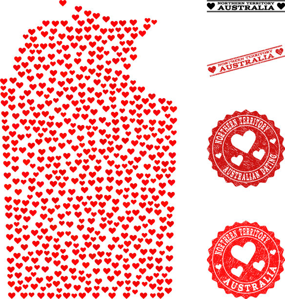 澳大利亚北部领土的心脏马赛克地图图片下载