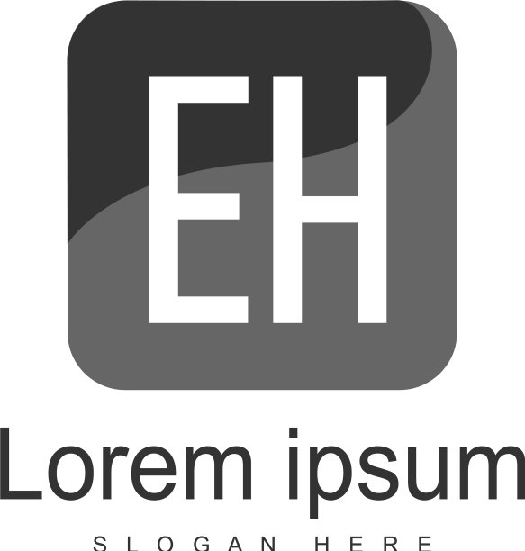 带现代框架的EH首字母标志模板图片下载