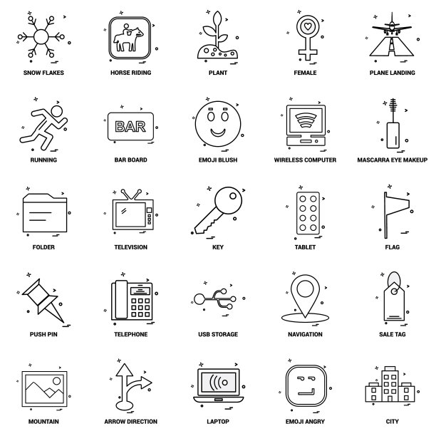 25个商业概念组合线图标集图片下载