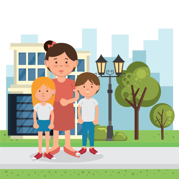 家庭成员在公园里图片下载