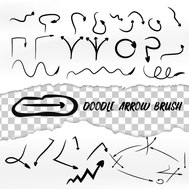 手绘的涂鸦箭头刷子撕破的纸图片下载