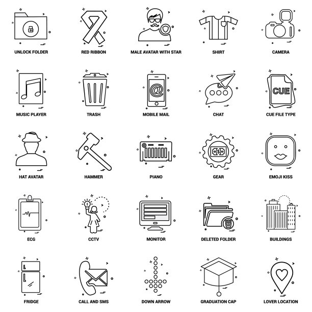 25个商业概念组合线图标集图片下载