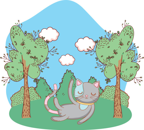 可爱的动物户外卡通图片下载