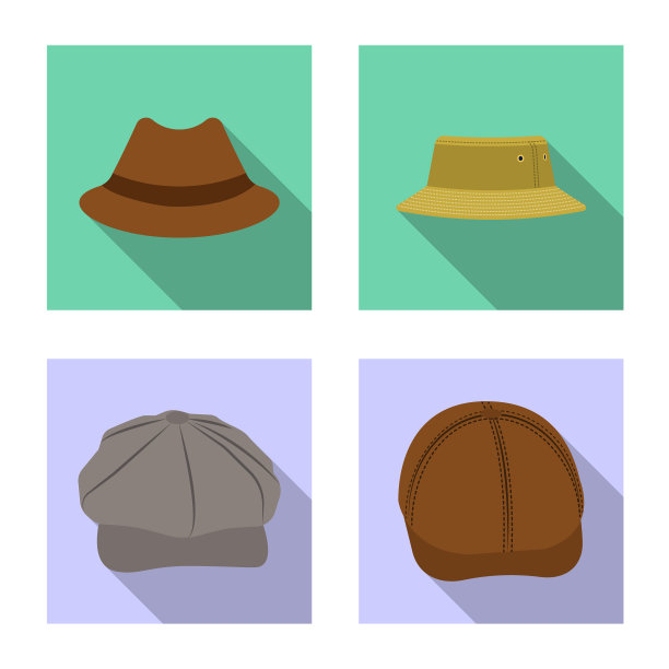 孤立对象头饰和帽子标志集图片下载