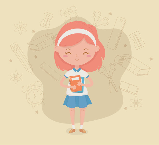 带着学习用品的小女孩图片下载