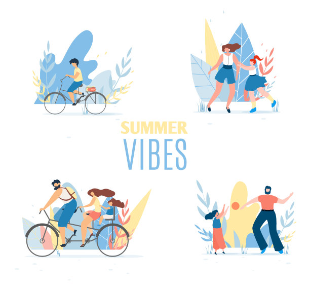 夏天的氛围与休息的幸福的家庭成员图片下载