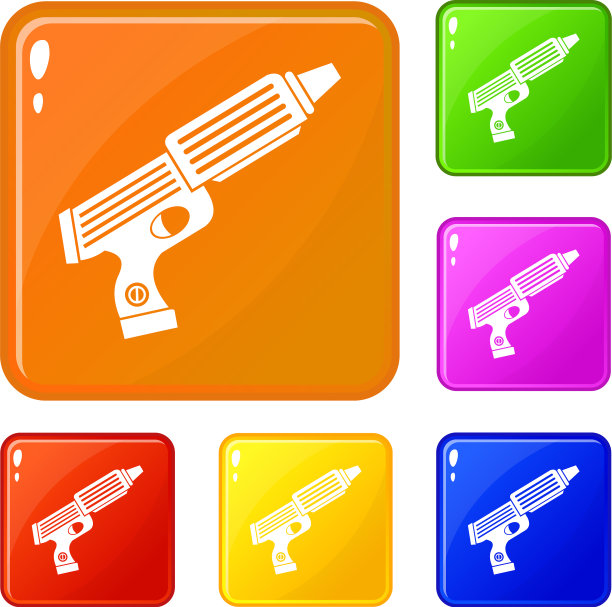 塑料枪玩具图标设置颜色图片下载