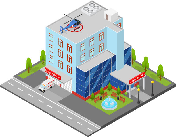 医院大楼等距视图图片下载
