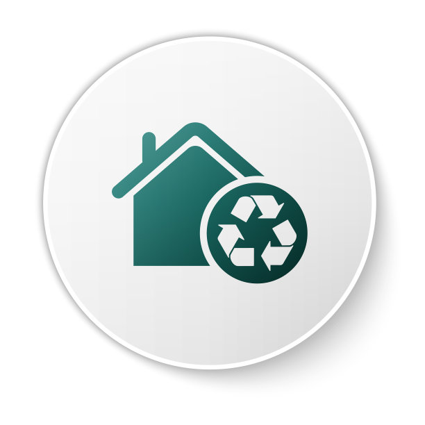绿色生态住宅与回收标志图标图片下载