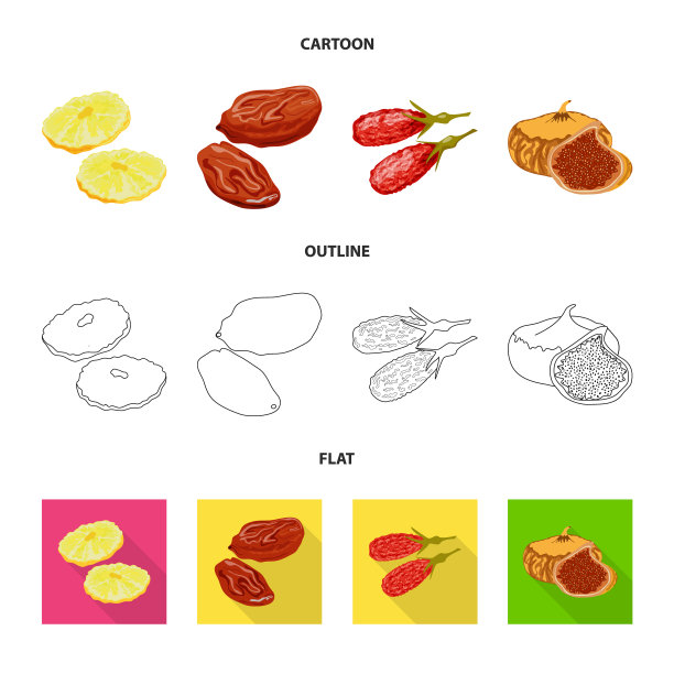 孤立的食物对象和原始符号集图片下载