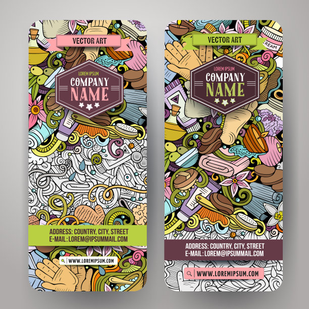 按摩手绘涂鸦横幅设置卡通图片下载