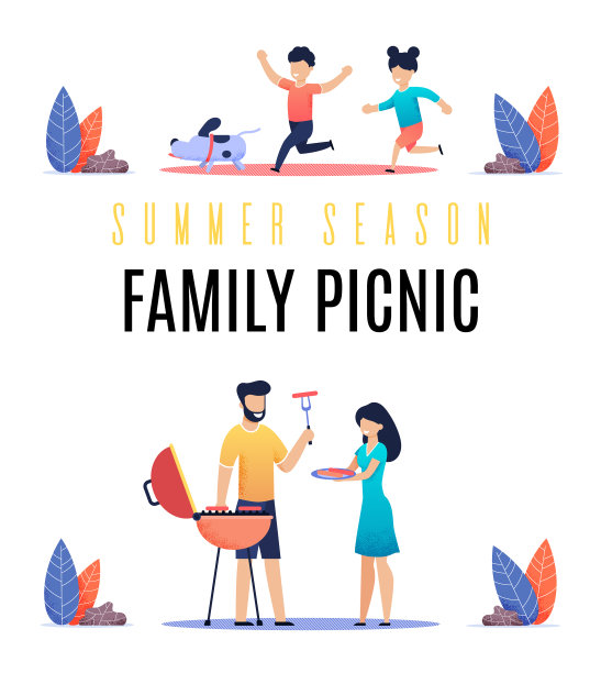 横幅题词夏天季节家庭野餐图片下载