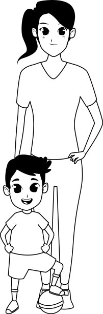 带着孩子的单亲妈妈穿着黑色的卡通服装图片下载