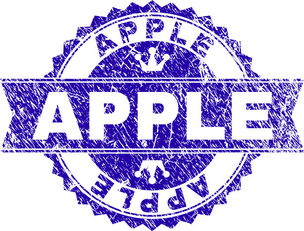 Grunge纹理苹果印章印章与缎带图片下载