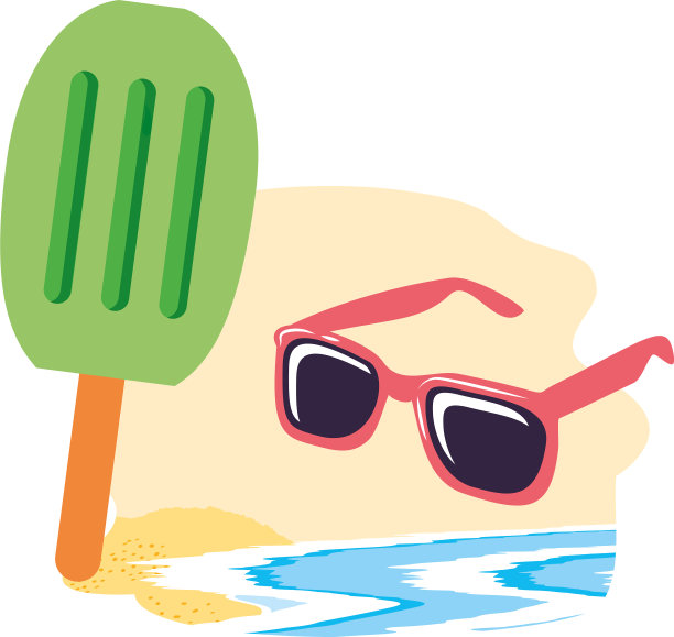 沙滩上的冰淇淋和太阳镜图片下载