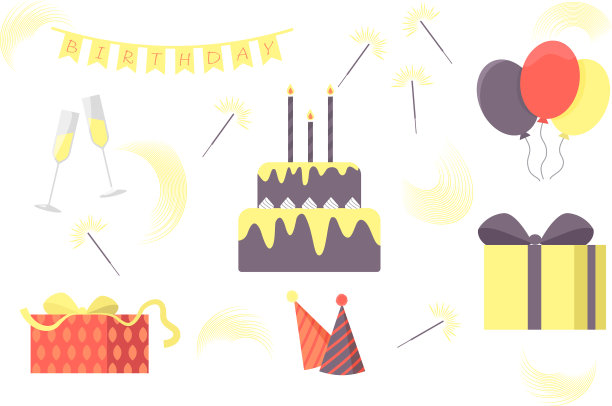 丰富多彩的生日聚会设置元素图片下载