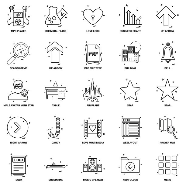 25个商业概念组合线图标集图片下载