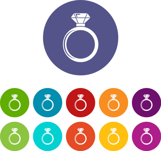 钻石订婚戒指图标设置颜色图片下载