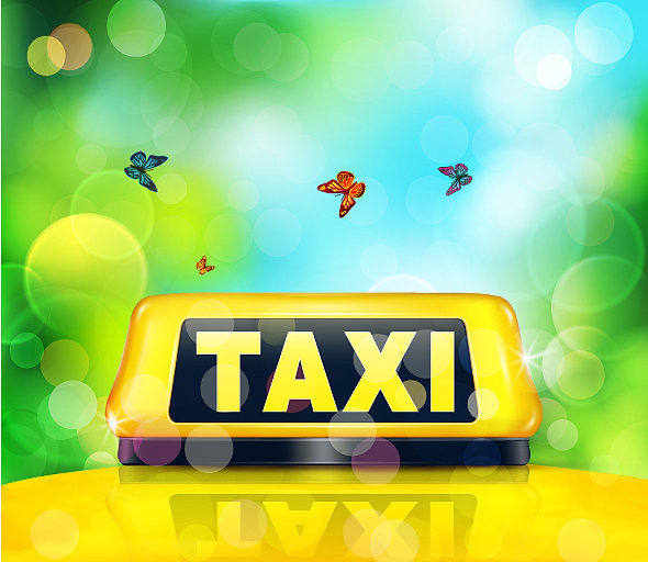 车上有黄色的出租车标志图片下载