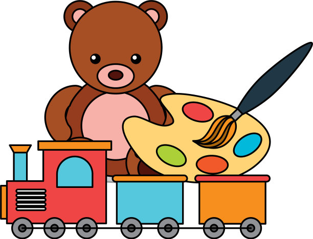 熊调色板颜色火车儿童玩具图片下载