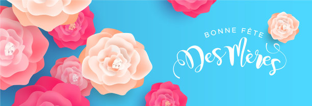 母亲节快乐鲜花横幅用法语图片下载