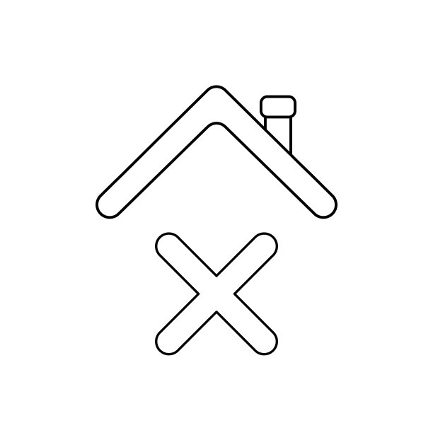 图标概念x标记下屋顶图片下载