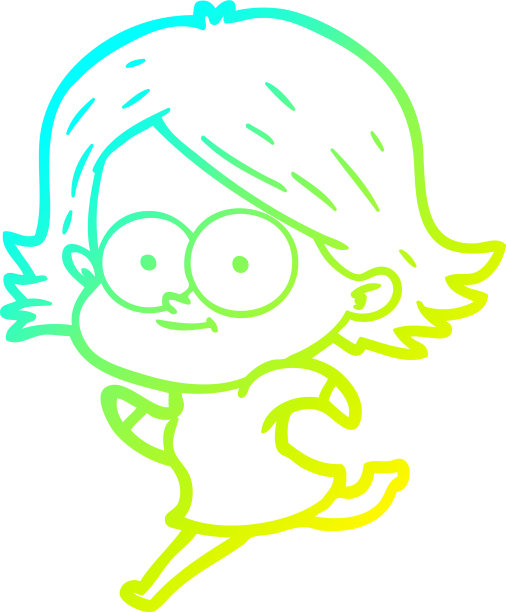 冷梯度线画快乐卡通女孩图片下载