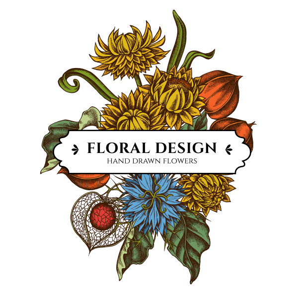 花束设计与黑色葛缕子图片下载