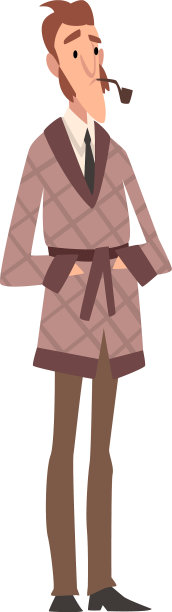 维多利亚绅士卡通人物抽烟斗图片下载