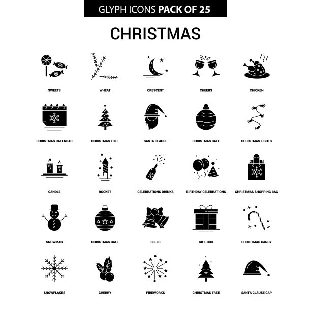 圣诞字形图标集图片下载